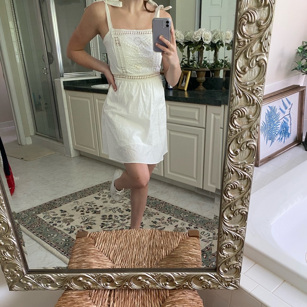 White Tie Tank Top Mini Dress